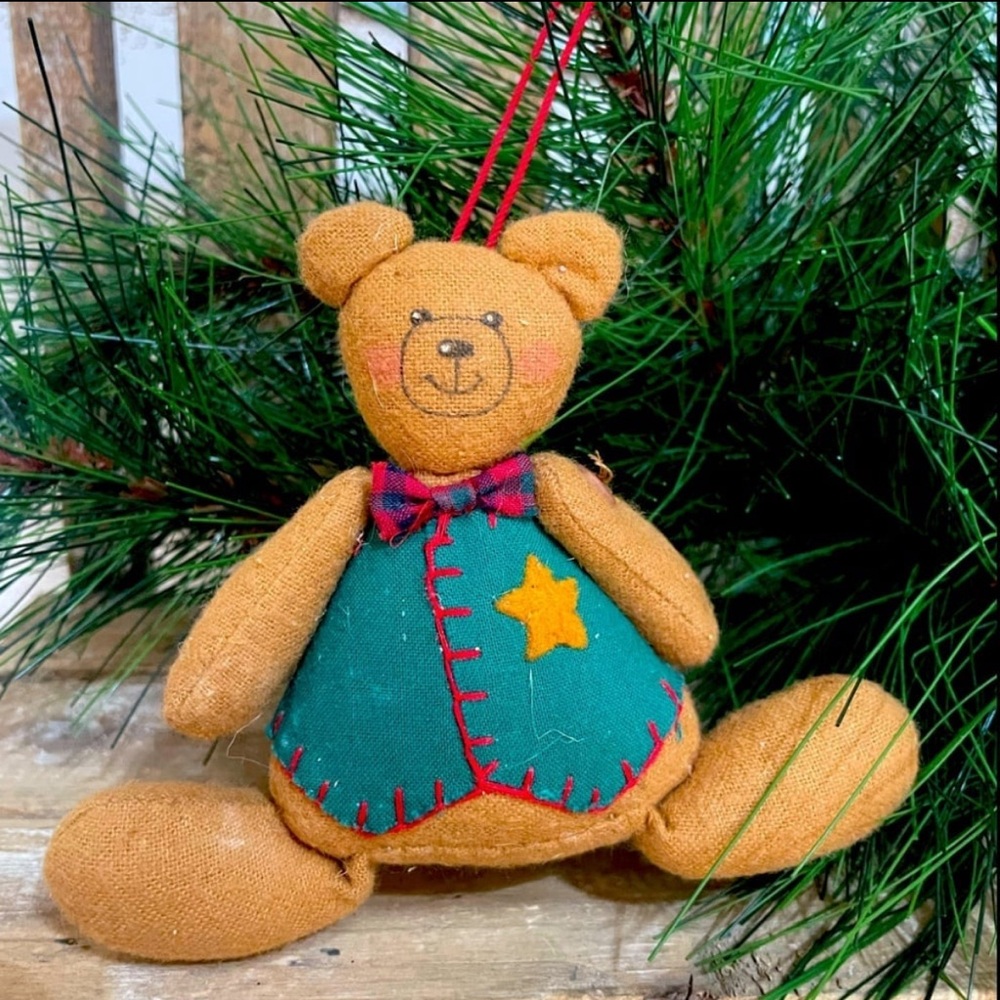 Tender Heart Treasures Ltd Sheriff Bear Christmas Ornament Felt Plush Vtg 1996